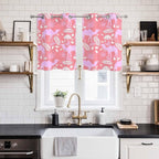 2 Panel Kitchen Cafe Curtains, Desert Camel Sunlight Filtering Nature Air Through, Home Decor Window Covering Tier Curtains for Living Room 55W x 39L inch Vintage Sand Camel Leaves Flower Pattern Pink