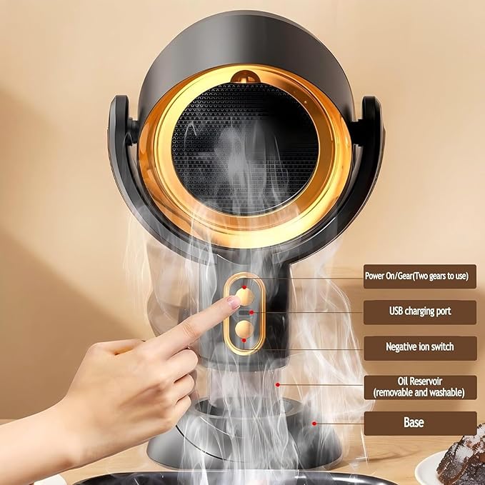 Smoke Fan for Indoor Smoking, High Fan Air Purifier and Odor Eliminator, Range Hood for Cooking, Portable Table Smoke Air Puriferfan Adjustable Angle (Purple,rechargeable)