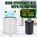 OSAP5FIL True HEPA Filters Replacement 2PCS,Compatible with OdorStop OSAP4 OSAP5 OSAP5FIL Air Cleaner Purifiers, Multi-Stage Filtration with Activated carbon Air Clean