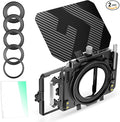 K&F CONCEPT Mini Matte Box +Black Mist 1/4 Filter Kit, DSLR Camera Matte Box with Carbon Fiber Top Flag Square Filters Trays with 67/72/77/82/95mm Adapter Rings, for 4x5.65 Square UV ND Filter