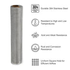 PATIKIL 40" L x 10" W Woven Wire Mesh, 12 Mesh 304 Stainless Steel Air Vent Filter Screen with Gloves for Window Security Vent Cover Filtration Animals Fence