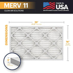 BNX TruFilter 16x25x2 Air Filter MERV 11 (4-Pack) - MADE IN USA - Allergen Defense Electrostatic Pleated Air Conditioner HVAC AC Furnace Filters for Allergies, Dust, Pet, Smoke, Allergy MPR 1200 FPR 7