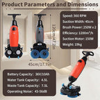 Rechargeable Floor Cleaner and Wet Dry Floor Machine, 17" Commercial Floor Scrubber, Dual-Brush Heads, Cordless Electric Floor Mop Cleaning Capacity 13000 Sqft/H, for Villa Hospital Office Red