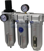 SUPER HEAVY DUTY HIGH FLOW AIR FILTRATION SYSTEM, 2 STAGE PARTICULATE FILTER PLUS OIL REMOVING COALESCING FILTER COMBINATION (3/4" NPT, AUTO DRAIN)