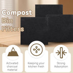 Biaungdo 12 Pack 5 Inch Sqaure Charcoal Filter Replacements, Black Kitchen Compost Bin Filters for Countertop Square Carbon Filter Bin Pail Replacement