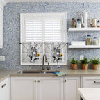 Grey Farmhouse Half Window Curtain 36 Inches Long, Vintage Sunflowers Animals Printed Window Treatment Curtain Drapes, Small Tier Curtains for Bathroom Over Sink, 27.5"x36", 2 Panels