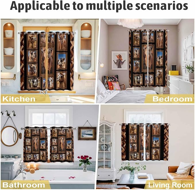 2 Panel Kitchen Cafe Curtains, Desert Camels Sunlight Filtering Nature Air Through, Home Decor Window Covering Tier Curtains for Living Room 80W x 84L inch Brown Wildlife Farmhouse Animals Rustic