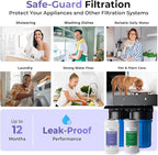 iSpring WGB21B-DS+AHPF12MNPT16X2 2-Stage Whole House Water Filtration System w/CTO Filter and Anti-Scale Filter, 3/4" Push-fit Stainless Steel Hose Connectors, Reduces Scale, Corrosion, Chlorine