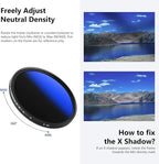NEEWER 72mm Variable ND Filter ND2-ND400 (1-9 Stops), Neutral Density Filter, Multiple Coatings, Water and Scratch Resistant
