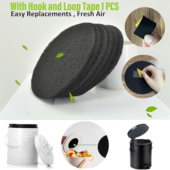 7.25 inch Compost Filters for Countertop Bin Saiqiang 12Pack Charcoal Filter for Kitchen Compost Bin Pail Replacement Filter Carbon Round Charcoal Filters for Compost Bucket