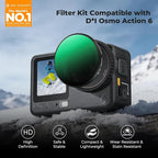 K&F CONCEPT Snap On CPL VND Effect Filter Kit Compatible with DJI Osmo Action 6, 3 Pack CPL Black Diffusion 1/4 ND4-32 Filters HD Optical Glass/Multi-Coated Action Camera Accessories
