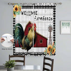 Farmhouse Rooster Living Room Curtains 84 Inch Length, Window Curtains Tab Top, Rustic Red Barn Windmill Sunflowers Light Filtering Window Treatments Drapes 52"x84" 2 Panel