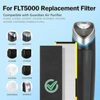 FLT5000 Filter-C True HEPA Replacement Filter for Guardian AC5000E AC5000 Air Purifier Compatible with AC5250PT, AC5350B, AC5350W, AC5350BCA, AC5300B Air Cleaner, 2 Pack HEPA + 4 Pre-Filters