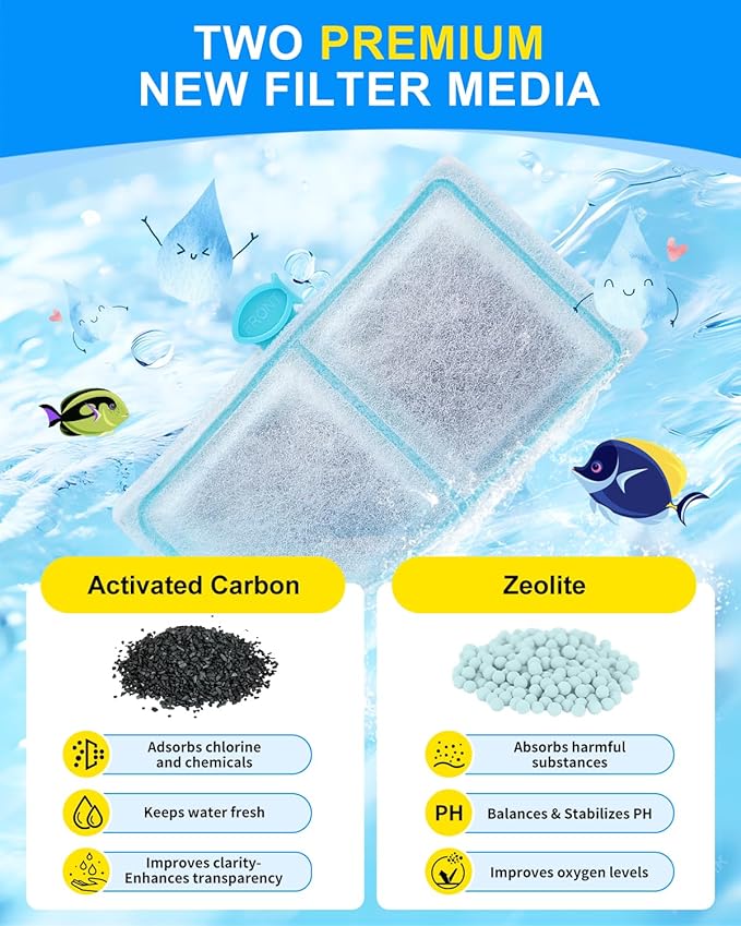 12 Pack Upgraded EF-S Filter Cartridge Compatible with Top Fin Filter Cartridges, EF-S Fish Tank Filters Compatible with Top Fin Aquarium Filters for BF5 BETTAFLO