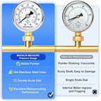 MEANLIN MEASURE 0~100Psi Dry Pressure Gauge Stainless Steel 1/4" NPT 2" FACE DIAL Waterproof for Well Pump Water Tire Water Pressure Tester Lower Mount, with 1/2" NPT and 3/8" NPT Hex Bushing