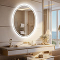 LUVODI Lighted LED Bathroom Mirror: 28”x20” Oval Anti-Fog Dimmable Wall Mounted Makeup Mirror with Backlit - Modern Vanity Mirrors with Demister Pad Smart Touch Switch Sensor Memory Function