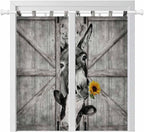 Funny Farm Animals Bathroom Curtains 63 Inch Length, Window Curtains Tab Top, Vintage Barn Grey Sunflowers Light Filtering Window Treatments Drapes 52"x63" 2 Panel