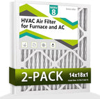 14x18x1 Air Filter MERV 8 (2-Pack), HVAC/Furnace AC Filter Replacement, Dust Defense–Comparable with MPR 600 & FPR 5 (Actual 13.75x17.75x0.75)