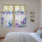 Spring Flowers Kitchen Curtains, Watercolor Garden Florals Wooden Grain Light Filtering Window Curtain Panels, 2Pcs Rod Pocket Window Treatments Set for RV Dining Room Study Room 42x45 Inches