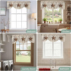 Western Texas Star Retro Tie Up Valance Curtains for Windows, Kitchen Curtains Window Shades, Country Farmhouse Gray Wood Grain Light Filtering Roman Curtain Valances for Bedroom/Bathroom/Cafe 42"x12"