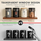 Veken Coffee Canister with Window,Airtight Stainless Steel Kitchen Food Storage Container, Date Tracker & Scoop for Grounds Coffee, Beans, Tea, Flour, Cereal,Sugar,22OZ,Grey