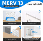 (4 Pack) 20x25x1 Furnace Air Filters, MPR 1900 & FPR 10, MERV 13 Pleated Air Filter (Actual Size: 19 3/4"x 24 3/4" x 3/4")