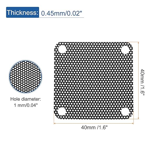 MECCANIXITY 10PCS PC Dust Filter, 40mmx40mm PVC Computer Case Cooler Dustproof Mesh Cover Fan Grills for Computer Chassis Speaker, Black