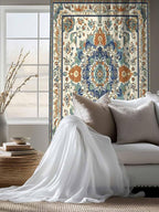 Sheer Curtains 63 Inch Length, Southwest Farmhouse Semi Sheer Curtains Light Filtering Window Treatment, Orange Blue Desert Bohemian Privacy Voile Drapes for Living Room Bedroom 52x63 Inch