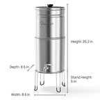 Culligan MaxClear 2.25 Gallon Gravity Water Filter System, Polished Stainless-Steel Countertop Water Filter NSF/ANSI Certified to Reduce Microplastics, Lead & Total PFAS, with 1 Ceramic Filter
