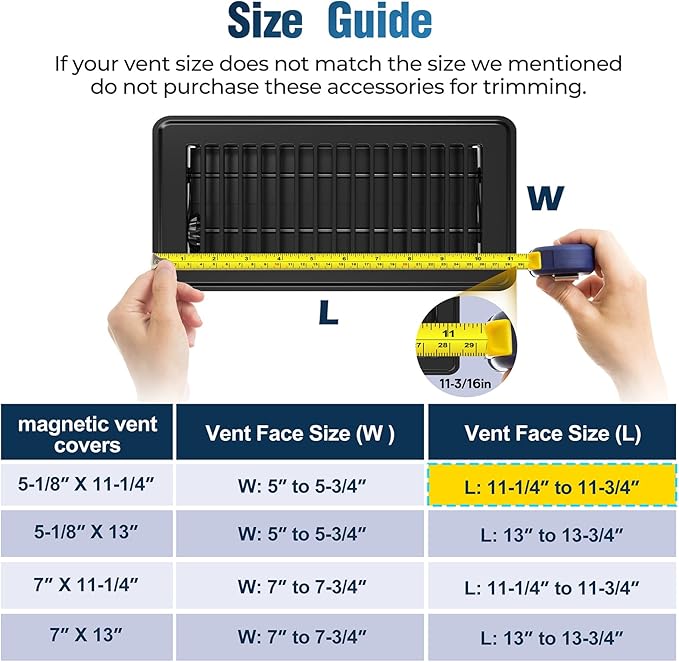 Magnetic Vent Covers with Vent Screen 7x13 Inch, Black Mesh Vent Covers for Floor, Wall, Ceiling Air Vents to Block Dust, Pet Hair, Fits Standard HVAC Floor Registers in Home, RV, 3 Pack