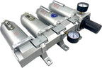 4 STAGE SUPER DUTY INDUSTRIAL GRADE ULTRA CLEAN FILTER REGULATOR COALESCING DESICCANT DRYER SYSTEM FOR COMPRESSED AIR LINES METAL BOWLS GREAT FOR PAINT SPRAY AND PLASMA CUTTER (1"NPT MANUAL DRAIN)