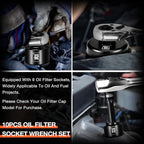 BLACKROBOT 10-Piece 3/8” Drive Oil Filter Socket Wrench Set, Metric Low Profile Oil Filter Sockets with 72-Tooth Ratchet, Oil Filter Cap Remover and Installer Tool Set