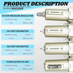 3/4" NPT Industrial Grade 4 Stage Gas Drying System, Coalescing Filter, Desiccant Dryer, Auto Drain, Compatible with Paint Spray, Plasma Cutter (Auto Version)