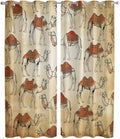 2 Panel Kitchen Cafe Curtains, Desert Sand Camel Sunlight Filtering Nature Air Through, Home Decor Window Covering Tier Curtains for Living Room 80W x 84L inch Summer Tropical Animals Vintage Beige