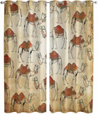 2 Panel Kitchen Cafe Curtains, Desert Sand Camel Sunlight Filtering Nature Air Through, Home Decor Window Covering Tier Curtains for Living Room 104W x 96L inch Summer Tropical Animals Vintage Beige