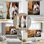 Farm Panda Kitchen Curtains 45 Inch Length, Short Cafe Window Curtains Tab Top, Farmhouse Barn Funny Animals Butterfly Light Filtering Window Treatments Tier Drapes 27.5"x45" 2 Panel