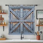 Farmhouse Wood Grain Bathroom Curtains 63 Inch Length, Window Curtains Tab Top, Vintage Country Barn Gate Textured Light Filtering Window Treatments Drapes 52"x63" 2 Panel