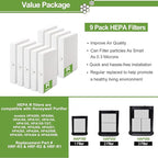 Smilyan 9 Pack Hpa300 HEPA Replacement Filter R for Honeywell HPA300 HPA200 HPA100 HPA090 Series Air Purifier, Compared to HRF-R3 HRF-R2 HRF-R1
