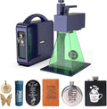 GWEIKE G2 Pro 30W Fiber Laser Engraver with 3D & Deep Engraving, 15000mm/s Fast Laser Engraver Machine, 110x110mm Working Area, Portable Laser Marking Machine for Metal, Jewelry, Leather, Dog Tags