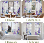 Spring Flowers Kitchen Curtains, Watercolor Garden Florals Wooden Grain Light Filtering Window Curtain Panels, 2Pcs Rod Pocket Window Treatments Set for Living Room Bathroom Bedroom 52x72 Inches