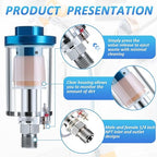Mudder 2 Pcs Compressed Air Filter Water Oil Separator 1/4 Inch NPT Inlet and Outlet Airbrush Filter Moisture Separator for Air Line Compressor Fitting, 90 PSI