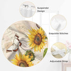 Yellow Sunflowers Bedroom Curtains 63 Inch Length, Window Curtains Tab Top, Country Farm Butterfly Flower Light Beige Light Filtering Window Treatments Drapes 42"x63" 2 Panel