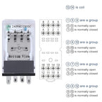 Electromagnetic Power Relay, 14-Pin 5 AMP 110V/120V AC Relay Coil with Socket Base, LED Indicator, 4PDT 4NO 4NC - MY4NJ [Applicable for DIN Rail System]