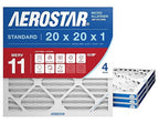 Aerostar 20x20x1 MERV 11 - 4 Count - Pleated HVAC, Furnace & Air Conditioner Filters - Removes Dust, Cold & Flu Germs, Lint, Mold, Pet Dander, Allergy-Causing Pollen, Smog & Smoke