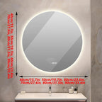 Bathroom Mirror with LED Lights and Touch Sensor, Wall Mounted Mirror with Demister Pad, 3 Colours of Light, Double Touch Button, for Entryway, Bathroom, Vanity(90cm/35.4in)
