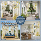 Summer Outdoor Curtains for Patio Lemon Gnome Leaf Linen Texture Waterproof Outside Curtains with Grommet Top Weatherproof Curtain for Cabana Pergola Gazebo, 1 Panel, 54" W x 108" L