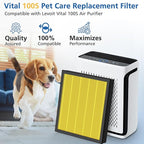 Vital 100S Pet Care Replacement Filter Compatible with LEVOIT Vital 100S Air Purifier, 3-in-1 HEPA Activated Carbon Vital 100S-P Filter, Vital 100S-RF-PA (LRF-V102-YUS), 2 Pack, Yellow
