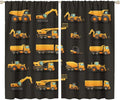 Kids Construction Window Curtains, Construction Machinery Equipment Mode of Transport Bulldozer Tractor Windows Curtain for Children Teens Room Decor 72x63in (30% Blackout)