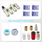 1/2" & 3/4" NPT Industrial Grade 4 Stage Gas Drying System, Coalescing Filter, Desiccant Dryer, Auto Drain, Compatible with Paint Spray, Plasma Cutter (Manual Version,1/2" NPT)