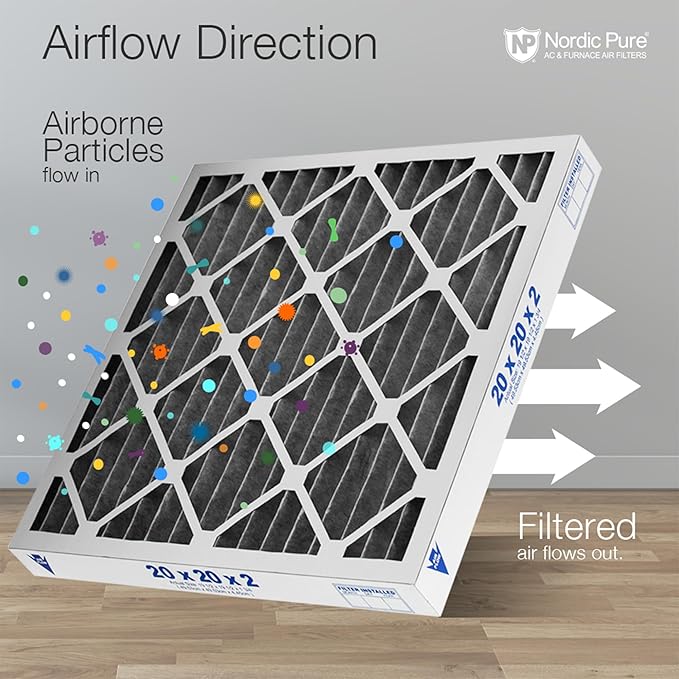 Nordic Pure 20x25x2 (Actual Size: 19 1/2 x 24 1/2 x 1 3/4) Furnace Air Filters MERV 12 Pleated Plus Carbon 3 Pack